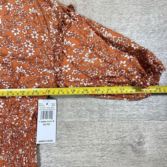 Jessica Simpson Floral Button Down Smock Waist Tunic Skirt Top, Girls XL (12) - Picture 6 of 12